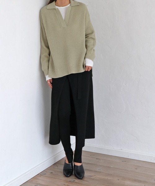 AKTE（アクテ）の「スキッパーニットプルオーバー（ニット/セーター・レディース・ピンク/グリーン・FREE）」の6枚目の写真