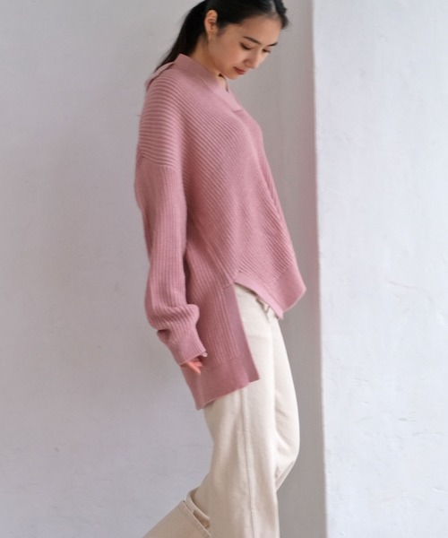 AKTE（アクテ）の「スキッパーニットプルオーバー（ニット/セーター・レディース・ピンク/グリーン・FREE）」の4枚目の写真