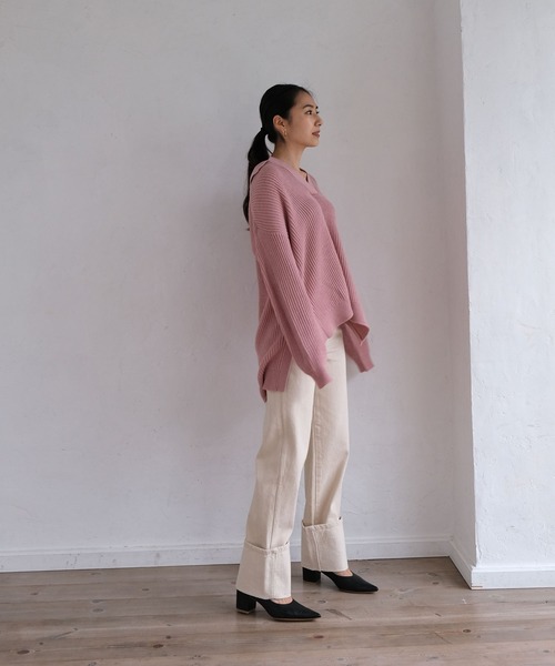 AKTE（アクテ）の「スキッパーニットプルオーバー（ニット/セーター・レディース・ピンク/グリーン・FREE）」の7枚目の写真