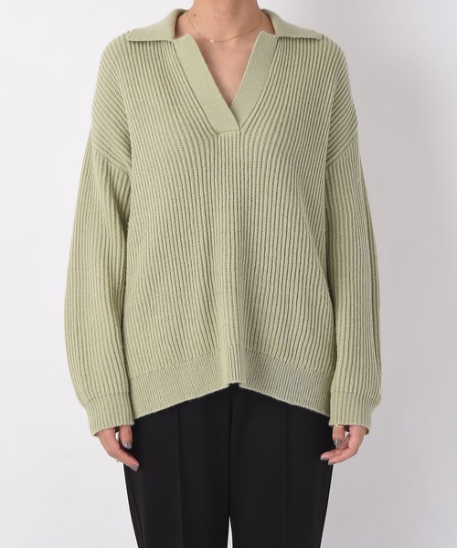 AKTE（アクテ）の「スキッパーニットプルオーバー（ニット/セーター・レディース・ピンク/グリーン・FREE）」の5枚目の写真