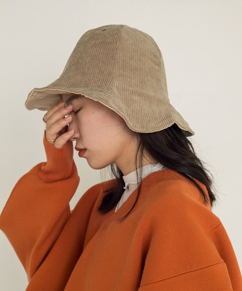 w closet(ダブルクローゼット)の「コーデュロイチューリップハット(ハット・レディース・ブラック/ベージュ・FREE)」の12枚目の写真
