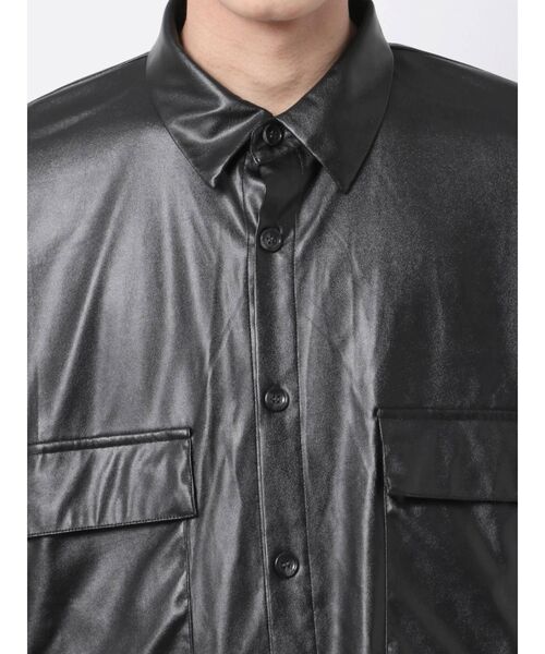 COTORICA（コトリカ）の「フェイクレザーCPOシャツ（シャツ/ブラウス・メンズ・ブラック・LARGE/MEDIUM）」の8枚目の写真