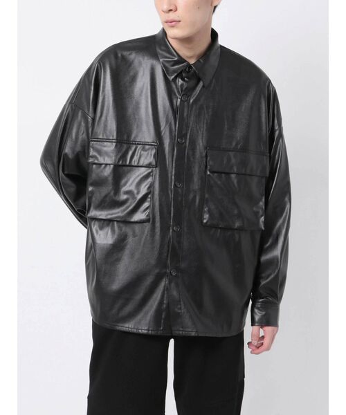 COTORICA（コトリカ）の「フェイクレザーCPOシャツ（シャツ/ブラウス・メンズ・ブラック・LARGE/MEDIUM）」の11枚目の写真