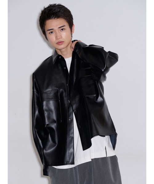 COTORICA（コトリカ）の「フェイクレザーCPOシャツ（シャツ/ブラウス・メンズ・ブラック・LARGE/MEDIUM）」の15枚目の写真