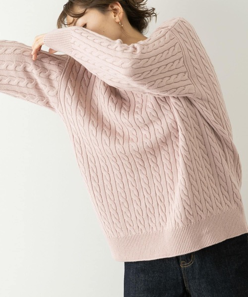URBAN RESEARCH Sonny Label（アーバンリサーチサニーレーベル）の「『UR TECH』　ウォッシャブルニットケーブルプルオーバー（ニット/セーター・レディース・ピンク/ネイビー/チャコールグレー/ライトベージュ・FREE）」の5枚目の写真