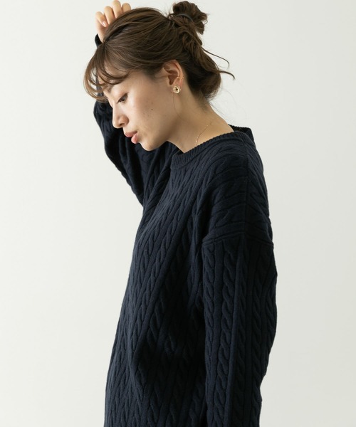 URBAN RESEARCH Sonny Label（アーバンリサーチサニーレーベル）の「『UR TECH』　ウォッシャブルニットケーブルプルオーバー（ニット/セーター・レディース・ピンク/ネイビー/チャコールグレー/ライトベージュ・FREE）」の10枚目の写真