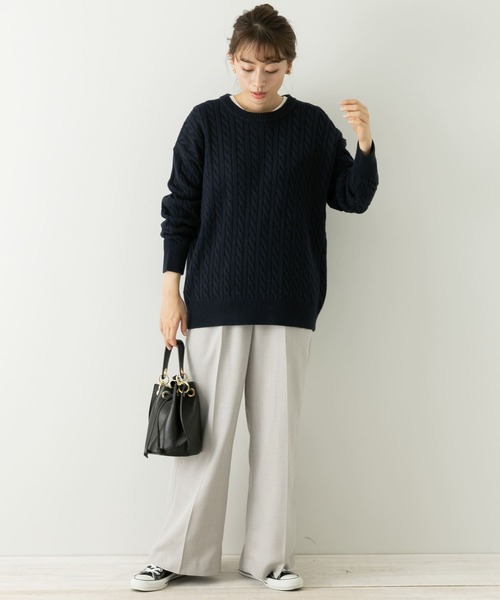 URBAN RESEARCH Sonny Label（アーバンリサーチサニーレーベル）の「『UR TECH』　ウォッシャブルニットケーブルプルオーバー（ニット/セーター・レディース・ピンク/ネイビー/チャコールグレー/ライトベージュ・FREE）」の15枚目の写真