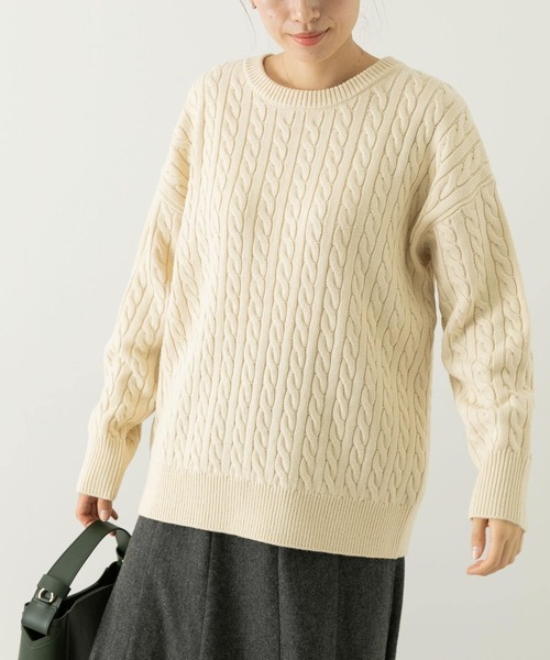 URBAN RESEARCH Sonny Label（アーバンリサーチサニーレーベル）の「『UR TECH』　ウォッシャブルニットケーブルプルオーバー（ニット/セーター・レディース・ピンク/ネイビー/チャコールグレー/ライトベージュ・FREE）」の16枚目の写真