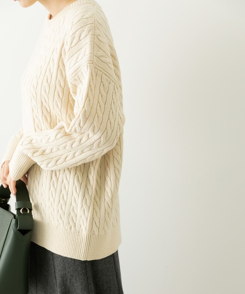 URBAN RESEARCH Sonny Label（アーバンリサーチサニーレーベル）の「『UR TECH』　ウォッシャブルニットケーブルプルオーバー（ニット/セーター・レディース・ピンク/ネイビー/チャコールグレー/ライトベージュ・FREE）」の17枚目の写真