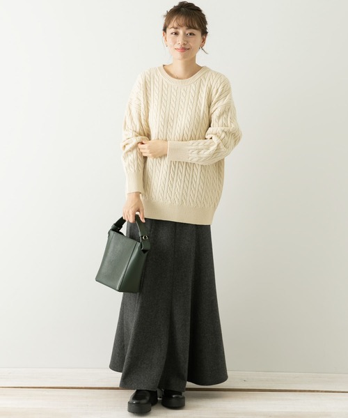 URBAN RESEARCH Sonny Label（アーバンリサーチサニーレーベル）の「『UR TECH』　ウォッシャブルニットケーブルプルオーバー（ニット/セーター・レディース・ピンク/ネイビー/チャコールグレー/ライトベージュ・FREE）」の21枚目の写真