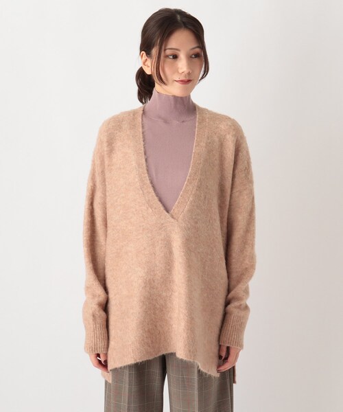 SOUP（スープ）の「◆【モヘヤ混】チュニック丈 深めVネックニット（ニット/セーター・レディース・グレー/ライトパープル/ベージュ・07/11/09）」の18枚目の写真