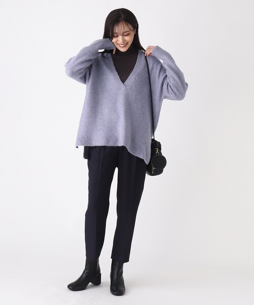 SOUP（スープ）の「◆【モヘヤ混】チュニック丈 深めVネックニット（ニット/セーター・レディース・グレー/ライトパープル/ベージュ・07/11/09）」の21枚目の写真