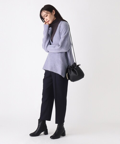 SOUP（スープ）の「◆【モヘヤ混】チュニック丈 深めVネックニット（ニット/セーター・レディース・グレー/ライトパープル/ベージュ・07/11/09）」の19枚目の写真