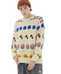 メンズのニット セーター ベージュ系 花柄 ボタニカル柄 ファッション通販 Zozotown