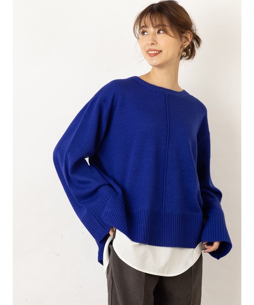 OandI(オーアンドアイ)の「シャツドッキングニット(ニット/セーター・レディース・ブラック/ブルー/グリーン・FREE)」の3枚目の写真