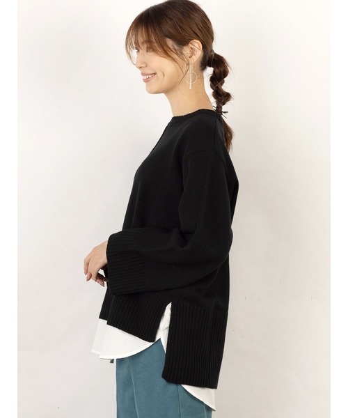 OandI(オーアンドアイ)の「シャツドッキングニット(ニット/セーター・レディース・ブラック/ブルー/グリーン・FREE)」の10枚目の写真