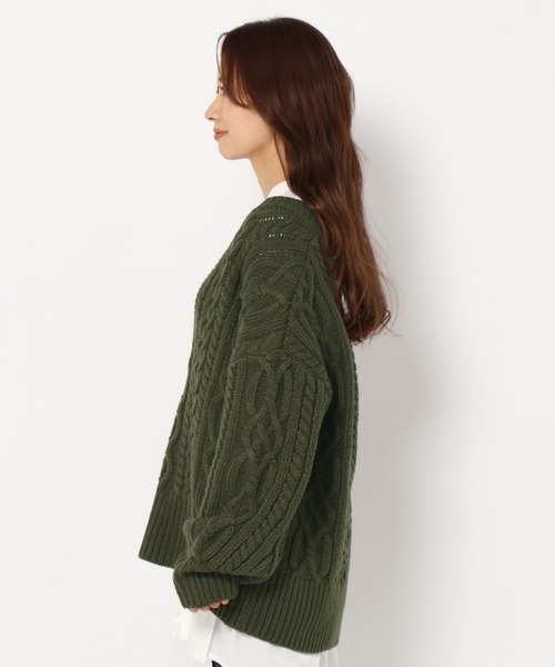 mysty woman（ミスティウーマン）の「キーネックケーブルプルオーバー 258224（ニット/セーター・レディース・アイボリー/カーキ/ライトグレー/ブラウン/ピンク/モカ・FREE）」の14枚目の写真