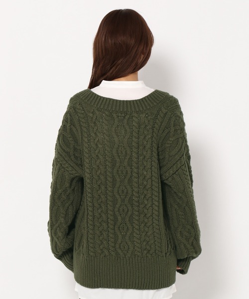 mysty woman（ミスティウーマン）の「キーネックケーブルプルオーバー 258224（ニット/セーター・レディース・アイボリー/カーキ/ライトグレー/ブラウン/ピンク/モカ・FREE）」の15枚目の写真