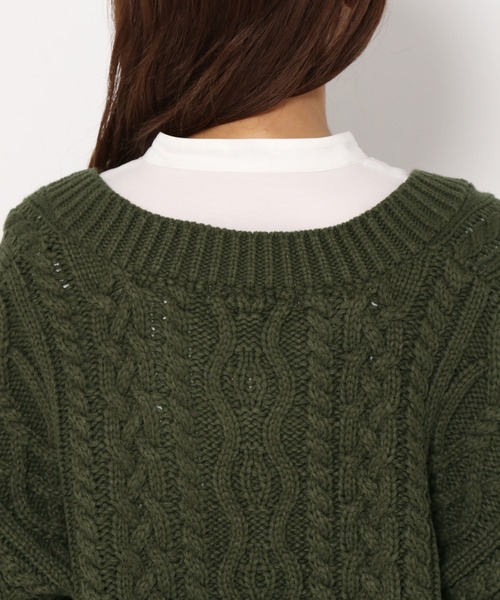mysty woman（ミスティウーマン）の「キーネックケーブルプルオーバー 258224（ニット/セーター・レディース・アイボリー/カーキ/ライトグレー/ブラウン/ピンク/モカ・FREE）」の16枚目の写真