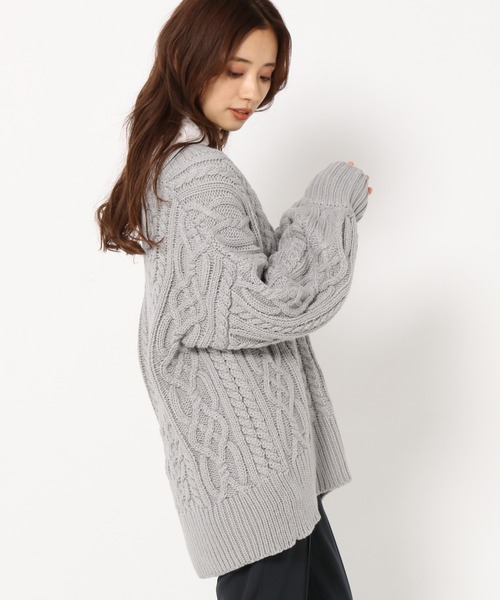 mysty woman（ミスティウーマン）の「キーネックケーブルプルオーバー 258224（ニット/セーター・レディース・アイボリー/カーキ/ライトグレー/ブラウン/ピンク/モカ・FREE）」の11枚目の写真