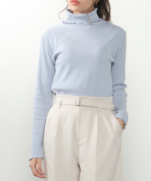 Honeys(ハニーズ)の「メローテレコタートル(Tシャツ/カットソー・レディース・ブルー系その他/ピンク/アイボリー/グレイッシュベージュ/モカ/ブラック/スミクロ/オリーブ・L/LL/M)」の7枚目の写真