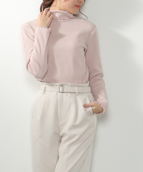 Honeys(ハニーズ)の「メローテレコタートル(Tシャツ/カットソー・レディース・ブルー系その他/ピンク/アイボリー/グレイッシュベージュ/モカ/ブラック/スミクロ/オリーブ・L/LL/M)」の8枚目の写真