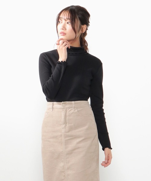 Honeys(ハニーズ)の「メローテレコタートル(Tシャツ/カットソー・レディース・ブルー系その他/ピンク/アイボリー/グレイッシュベージュ/モカ/ブラック/スミクロ/オリーブ・L/LL/M)」の3枚目の写真