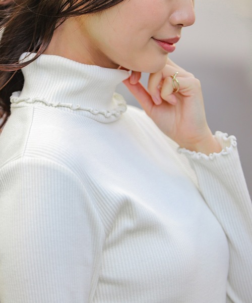 Honeys(ハニーズ)の「メローテレコタートル(Tシャツ/カットソー・レディース・ブルー系その他/ピンク/アイボリー/グレイッシュベージュ/モカ/ブラック/スミクロ/オリーブ・L/LL/M)」の14枚目の写真