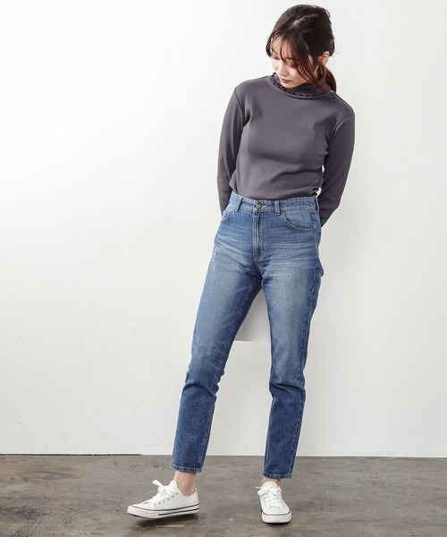 Honeys(ハニーズ)の「メローテレコタートル(Tシャツ/カットソー・レディース・ブルー系その他/ピンク/アイボリー/グレイッシュベージュ/モカ/ブラック/スミクロ/オリーブ・L/LL/M)」の10枚目の写真