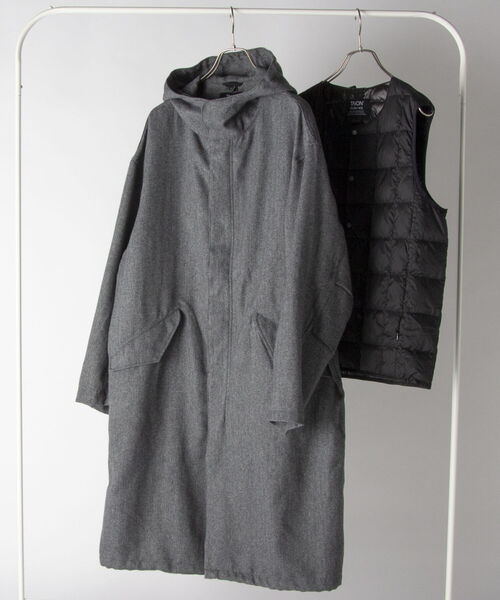 TAION(タイオン)の「【TAION/タイオン】別注 CR HOOD COAT + VEST SET(※LIMONTA EAST使用)(モッズコート・メンズ・ネイビー/グレー/ブルー・MEDIUM/LARGE/X-LARGE)」の2枚目の写真