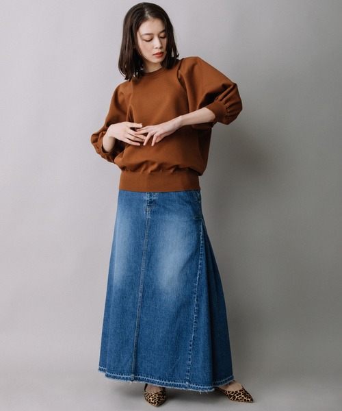 Munich（ミューニック）の「ストレッチジャージパフスリーブプルオーバー（ニット/セーター・レディース・ブラック/ブラウン/カーキ/アイボリー・FREE）」の18枚目の写真