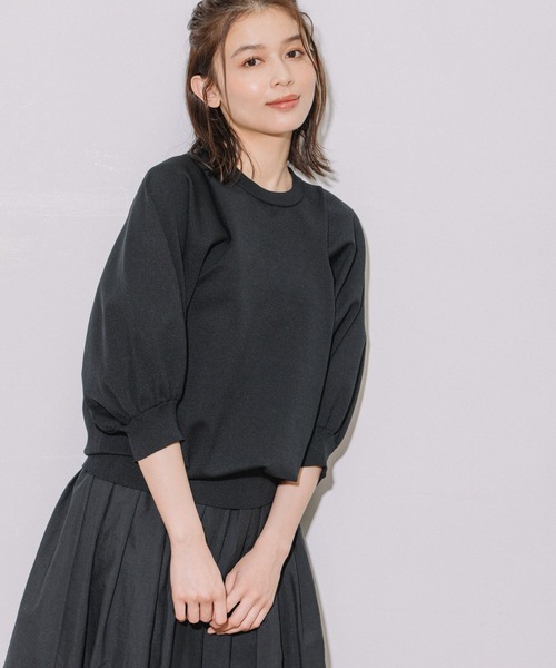 Munich（ミューニック）の「ストレッチジャージパフスリーブプルオーバー（ニット/セーター・レディース・ブラック/ブラウン/カーキ/アイボリー・FREE）」の8枚目の写真