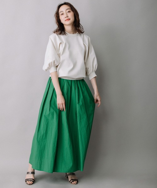 Munich（ミューニック）の「ストレッチジャージパフスリーブプルオーバー（ニット/セーター・レディース・ブラック/ブラウン/カーキ/アイボリー・FREE）」の20枚目の写真