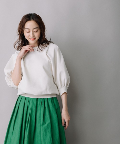 Munich（ミューニック）の「ストレッチジャージパフスリーブプルオーバー（ニット/セーター・レディース・ブラック/ブラウン/カーキ/アイボリー・FREE）」の15枚目の写真