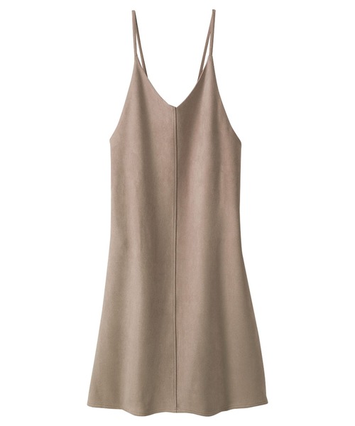 BELLUNA（ベルーナ）の「スエード調素材ジャンパースカート（ジャンパースカート・レディース・ネイビー/ライトグリーン/グレイッシュベージュ・MEDIUM/LARGE/X-LARGE）」の2枚目の写真