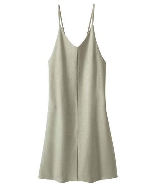 BELLUNA（ベルーナ）の「スエード調素材ジャンパースカート（ジャンパースカート・レディース・ネイビー/ライトグリーン/グレイッシュベージュ・MEDIUM/LARGE/X-LARGE）」の3枚目の写真