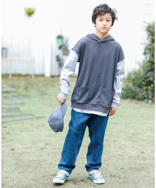 THE SHOP TK (ザ ショップ ティーケー )の「◆【150-160】【柔らか素材】ガーデナーパンツ(デニムパンツ・キッズ・ネイビー/ブルー・15 /16)」の3枚目の写真