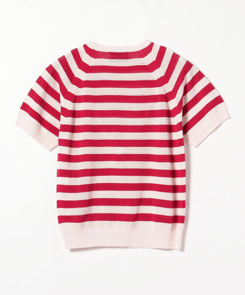 HAVERSACK（ハバーザック）の「HAVERSACK ATTIRE / 18Gメッシュボーダークルーネック半袖ニット（Tシャツ/カットソー・メンズ・レッド・LARGE）」の3枚目の写真