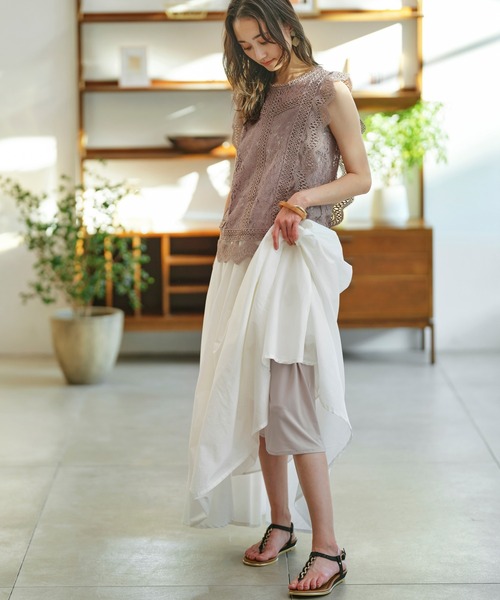 YU'NOW（ユナウ）の「ひんやり冷感！汗取りペチスカート〈50㎝丈〉【制菌】【抗菌防臭】【吸水速乾】（インナーウェア/肌着・レディース・ブラック/ベージュ/オフホワイト・MEDIUM/LARGE/X-LARGE）」の6枚目の写真