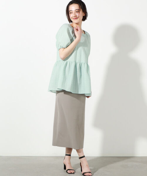 NOLLEY’S Sophi(ノーリーズソフィ)の「フクレジャガードペプラムブラウス(シャツ/ブラウス・レディース・ブラック/オフホワイト/ミント・38)」の20枚目の写真