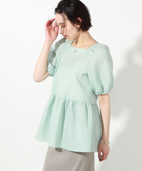 セール】フクレジャガードペプラムブラウス（シャツ/ブラウス