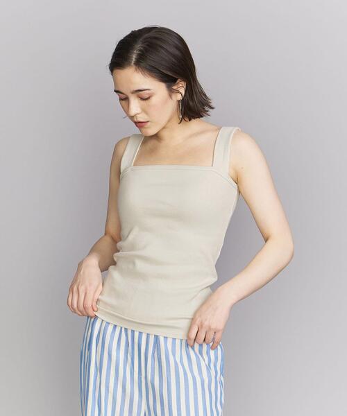 BEAUTY&YOUTH UNITED ARROWS(ビューティーアンドユースユナイテッドアローズ)の「BY コットンブレンド ベア タンクトップ -ウォッシャブル-(タンクトップ・レディース・オリーブ/ホワイト/ブラック/ナチュラル/ケリー/レッド/ダークグリーン・FREE)」の3枚目の写真