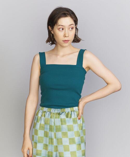 BEAUTY&YOUTH UNITED ARROWS(ビューティーアンドユースユナイテッドアローズ)の「BY コットンブレンド ベア タンクトップ -ウォッシャブル-(タンクトップ・レディース・オリーブ/ホワイト/ブラック/ナチュラル/ケリー/レッド/ダークグリーン・FREE)」の4枚目の写真