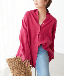 リネンフレンチフロントレギュラーシャツ◆