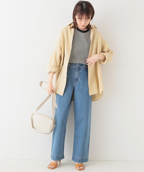 SLOBE IENA（スローブイエナ）の「リネンフレンチフロントレギュラーシャツ◆（シャツ/ブラウス・レディース・ベージュ/サックスブルー/パープル/ピンク/ホワイト・FREE）」の14枚目の写真