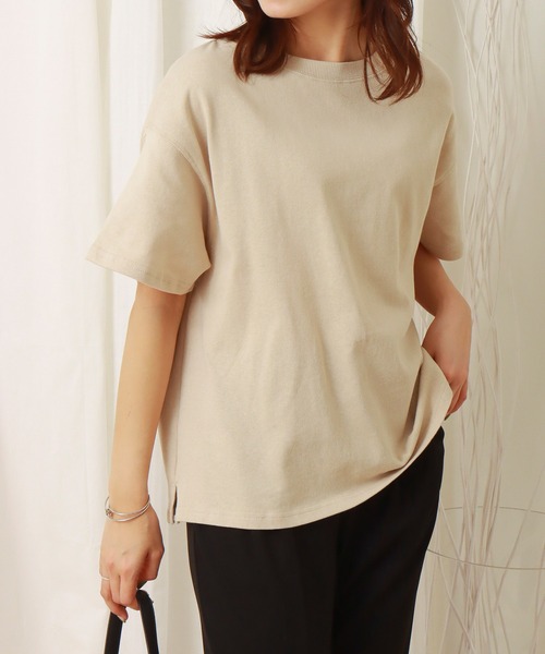 libelle more（リベル モア）の「天竺半袖プルオーバー（Tシャツ/カットソー・レディース・オフホワイト/ピンク/イエロー/ブラック/ベージュ・M/L）」の3枚目の写真