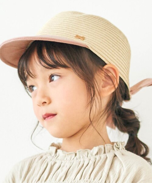 apres les cours（アプレレクール）の「うしろリボンキャップ_UVカット（ハット・キッズ・ベージュ/アイボリー・48/50/52/54）」の2枚目の写真