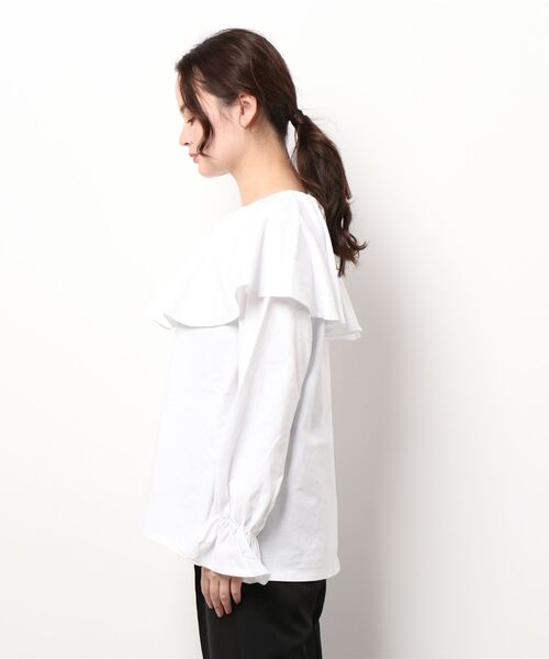 AMERICAN HOLIC(アメリカンホリック)の「フリルカラーカットプルオーバー(Tシャツ/カットソー・レディース・ブラック/オフホワイト・FREE)」の3枚目の写真