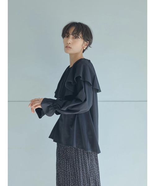 AMERICAN HOLIC(アメリカンホリック)の「フリルカラーカットプルオーバー(Tシャツ/カットソー・レディース・ブラック/オフホワイト・FREE)」の7枚目の写真