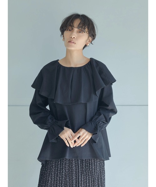 AMERICAN HOLIC(アメリカンホリック)の「フリルカラーカットプルオーバー(Tシャツ/カットソー・レディース・ブラック/オフホワイト・FREE)」の9枚目の写真